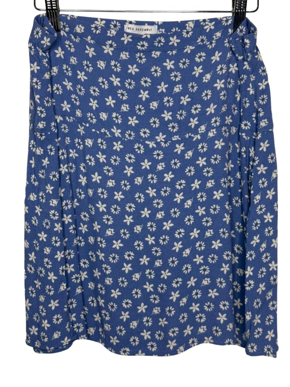 Free Assembly Floral A-Line Mini Skirt Size M Blue White Like New Boho